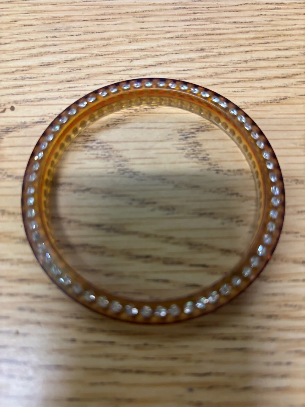 Amber Crystal-Accent Resin Bangle Bracelet